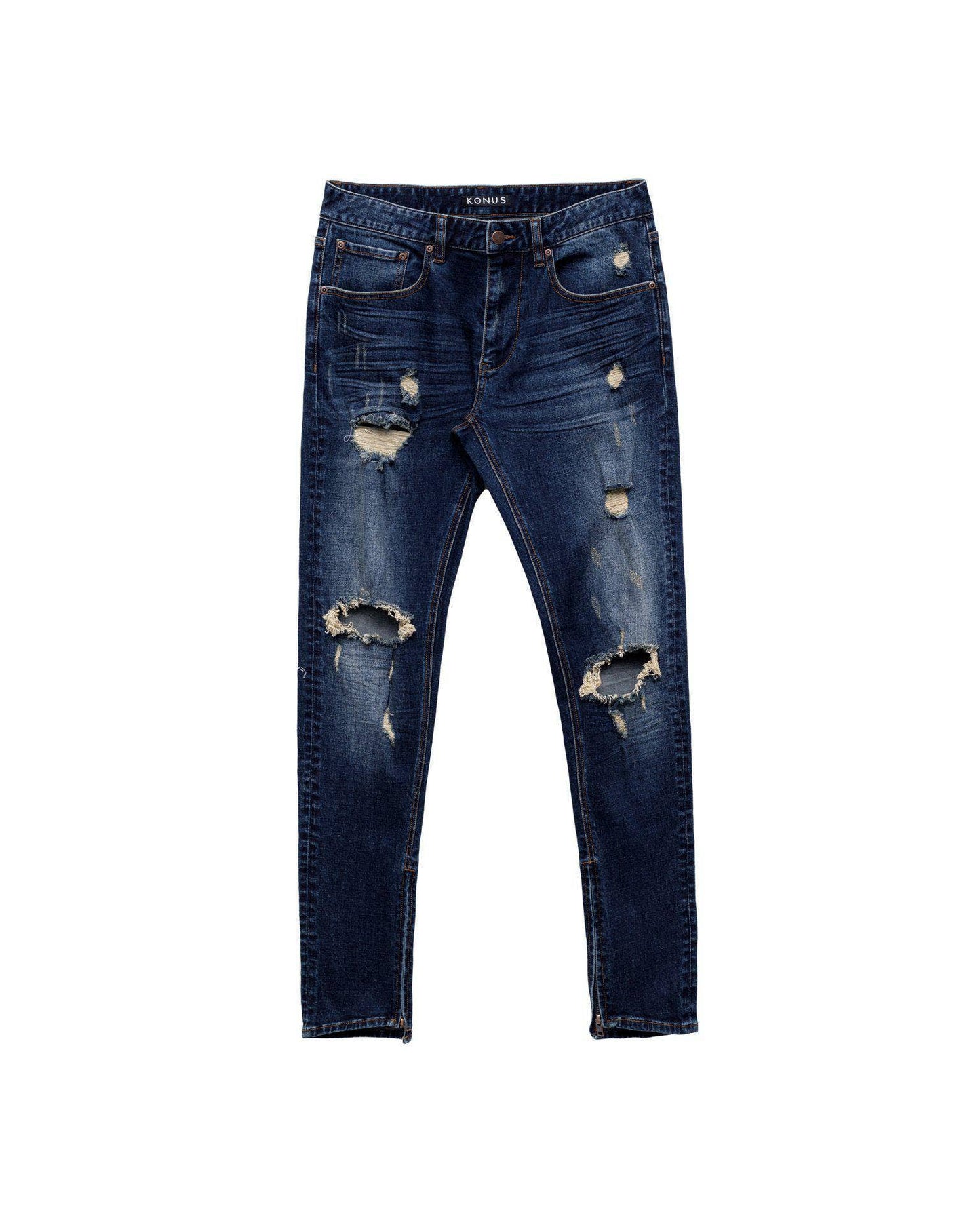 Konus Men's Heavy Wash Distressed Jeans