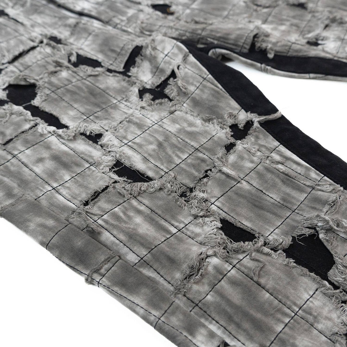 M1722 Positano Ripped Overlay Jeans - Black