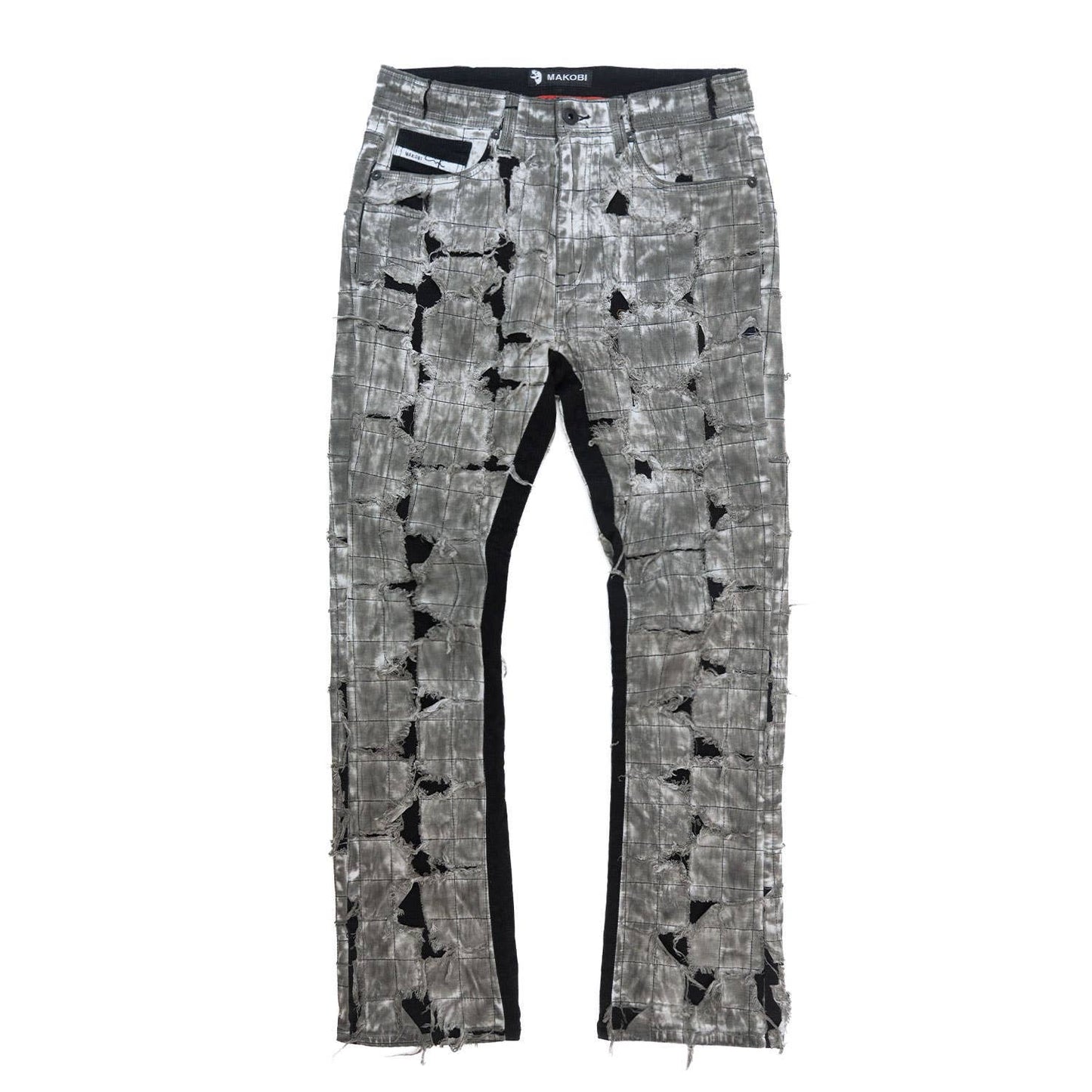 M1722 Positano Ripped Overlay Jeans - Black